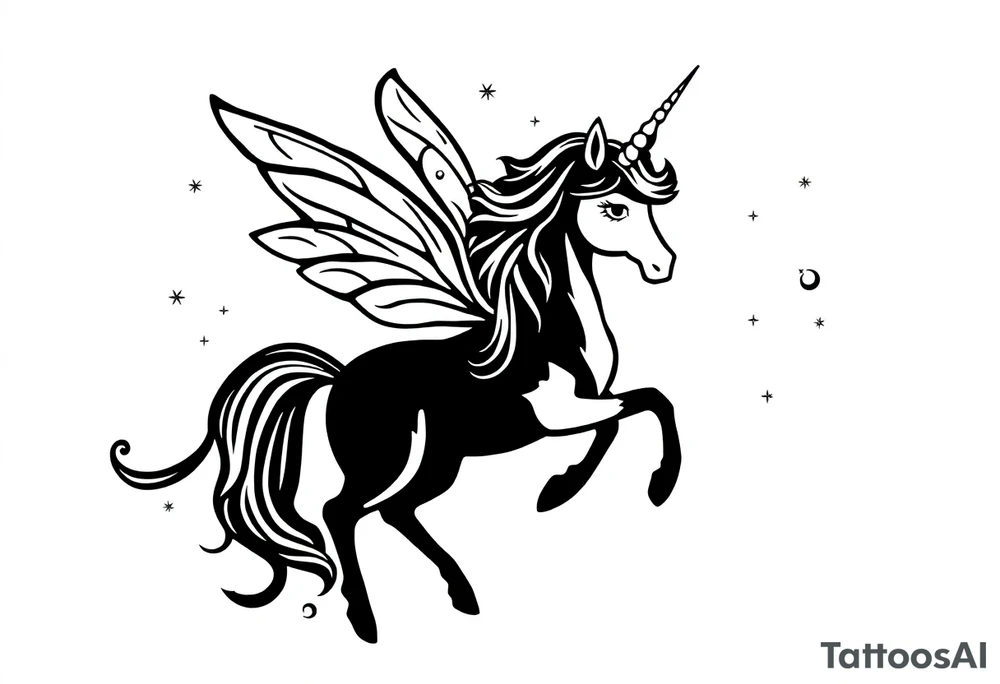 magical fairy unicorn tattoo idea