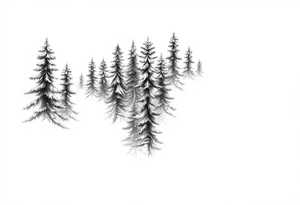 Coniferous forest tattoo sleeve black and grey tattoo idea