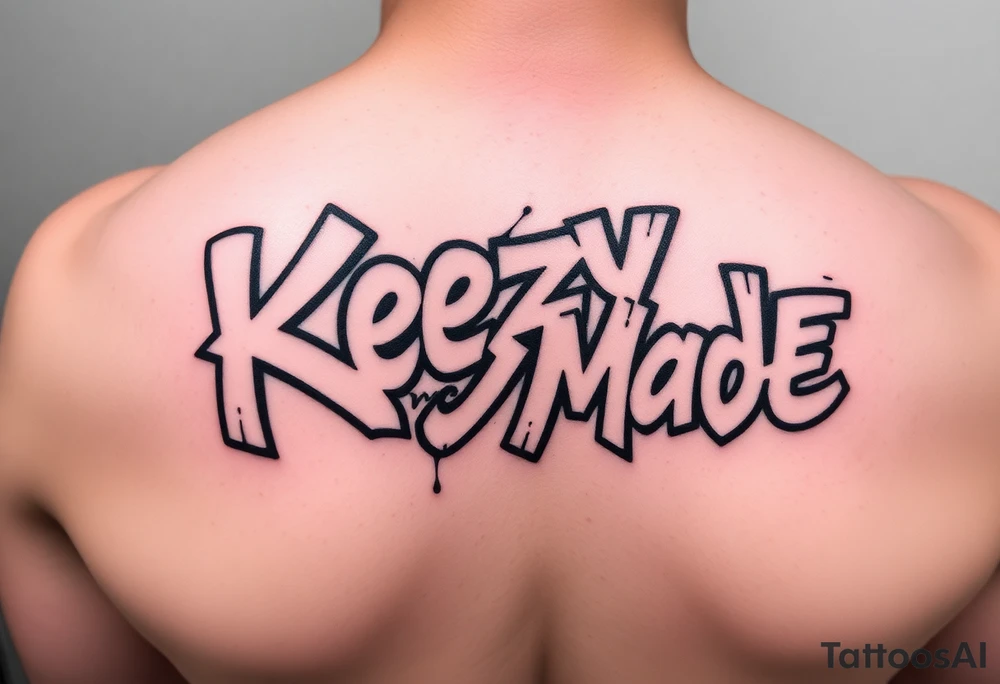 Graffiti spray paint style big fat hollow bubble style lettering as one  (KeezY MadE) tattoo idea