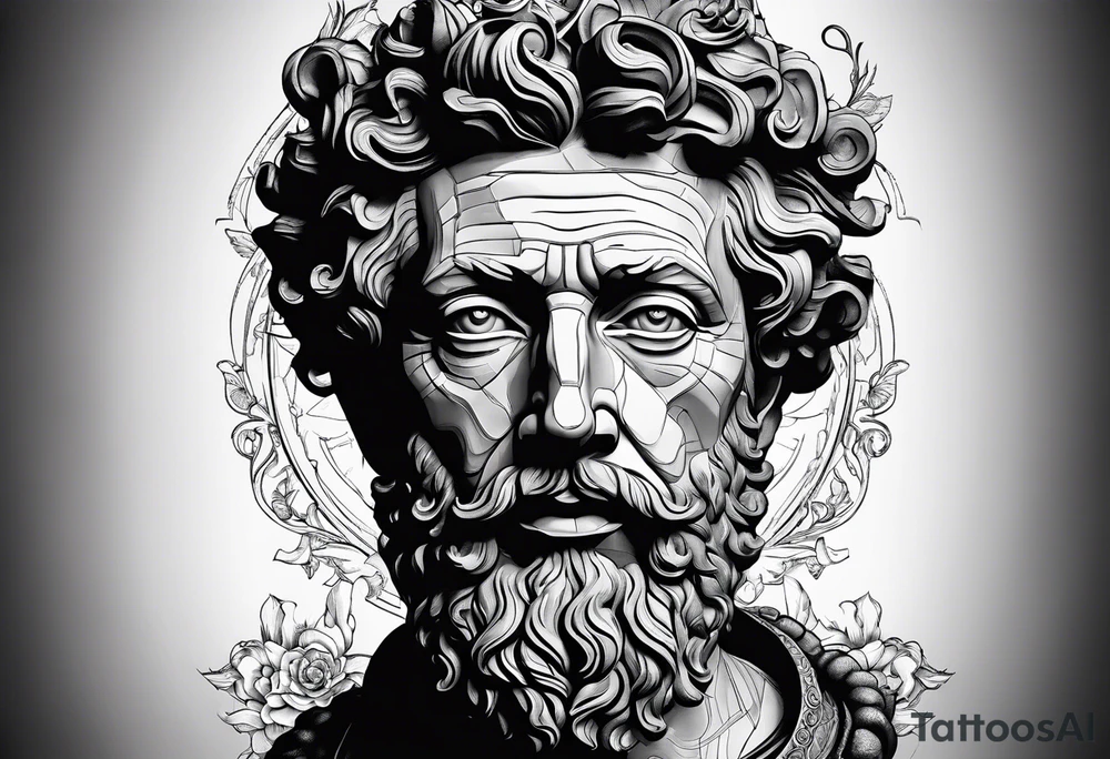 The Face of marcus aurelius with the lower left half missing tattoo idea The Face of marcus aurelius with the lower left half missing tattoo idea