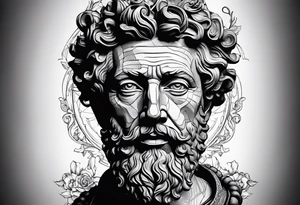 The Face of marcus aurelius with the lower left half missing tattoo idea