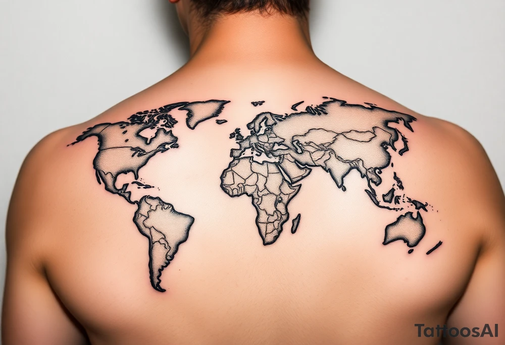 weathered world map ideas tattoo idea