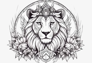 Powerful majestic lioness and four cubs with a rising Phoenix and my name marcia tattoo idea