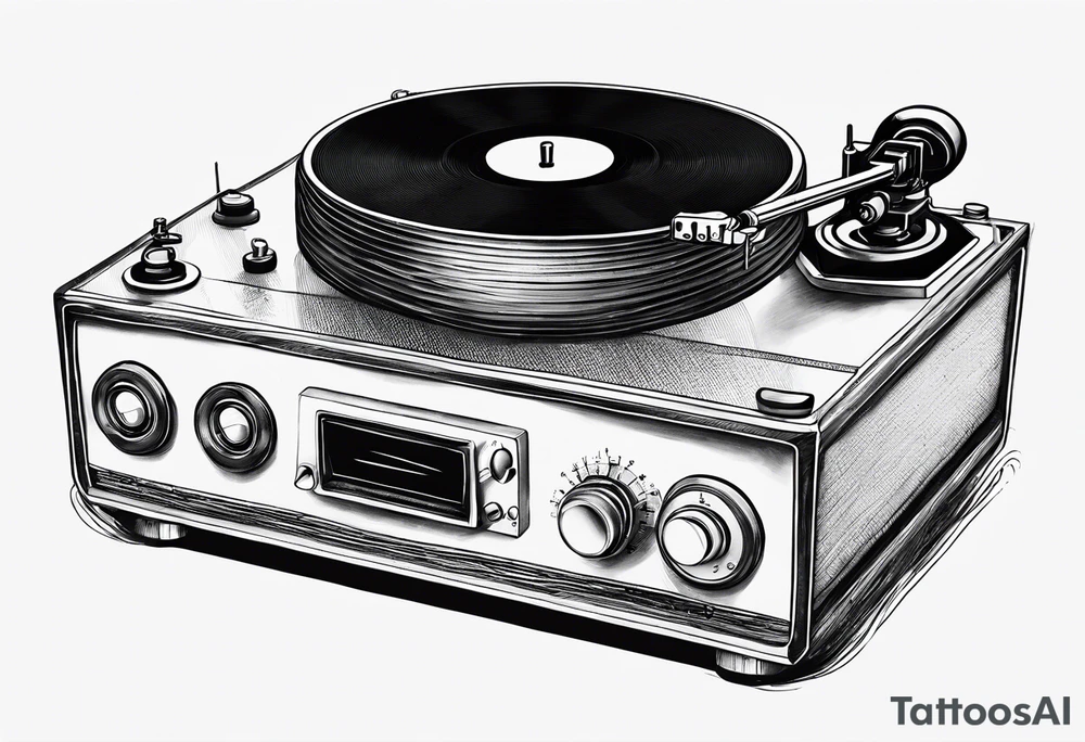 Recordplayer finline art minimalistic tattoo idea