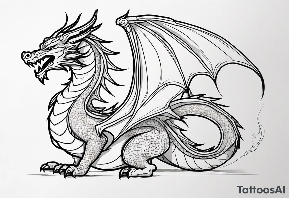 Traditional Dragon full body and smoke tattoo idea