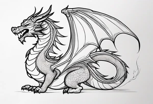 Traditional Dragon full body and smoke tattoo idea