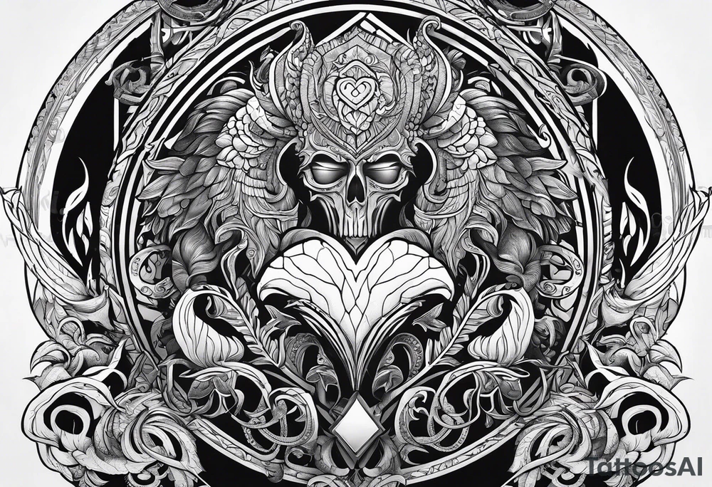 Ctulhu protecting heart. Long tattoo for sleeve. tattoo idea