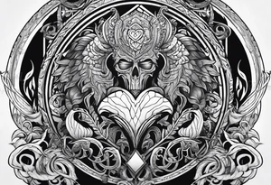 Ctulhu protecting heart. Long tattoo for sleeve. tattoo idea