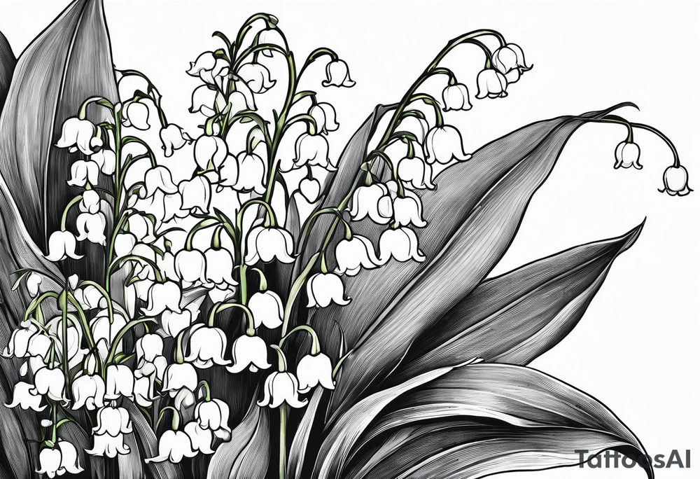 lily of the valley with other flowers incorporated with new Mexico. Very gentle and clean, minimal shading tattoo idea