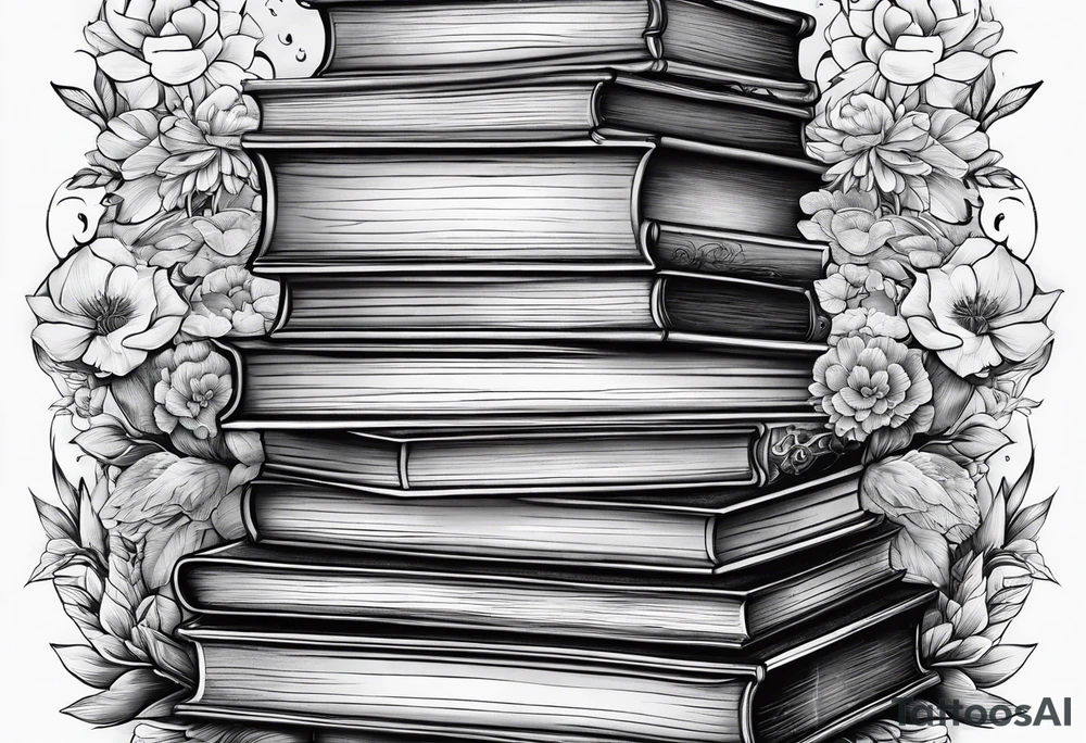 Piles of books tattoo idea