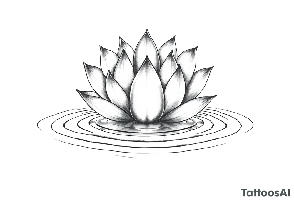 serene lotus flower emerging from sacred waters with ripples tattoo idea