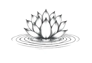 serene lotus flower emerging from sacred waters with ripples tattoo idea