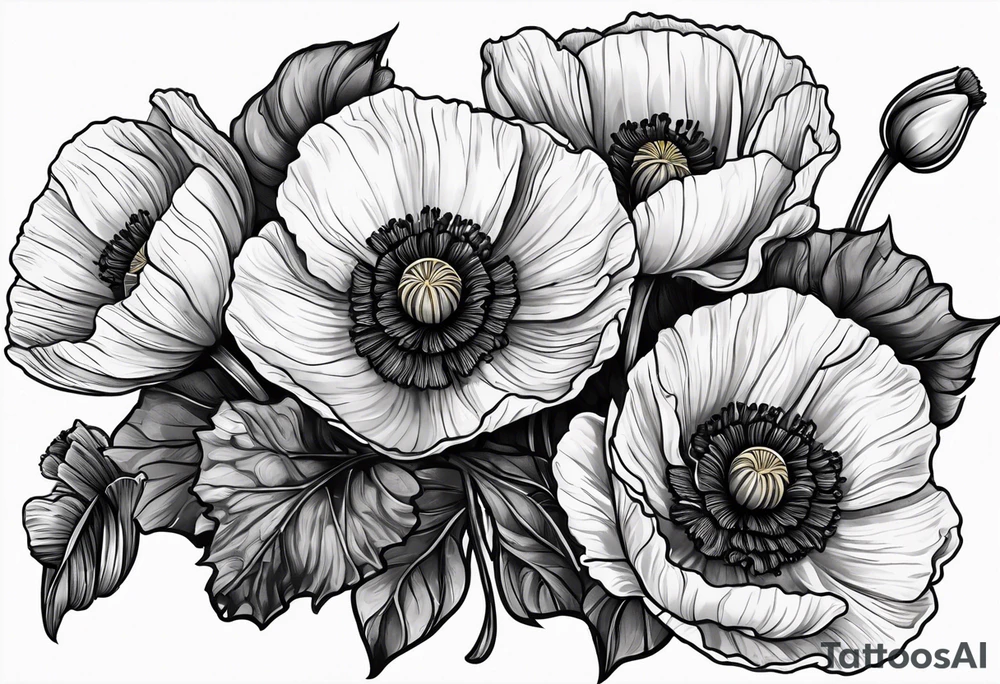 Poppy bouquet tattoo idea