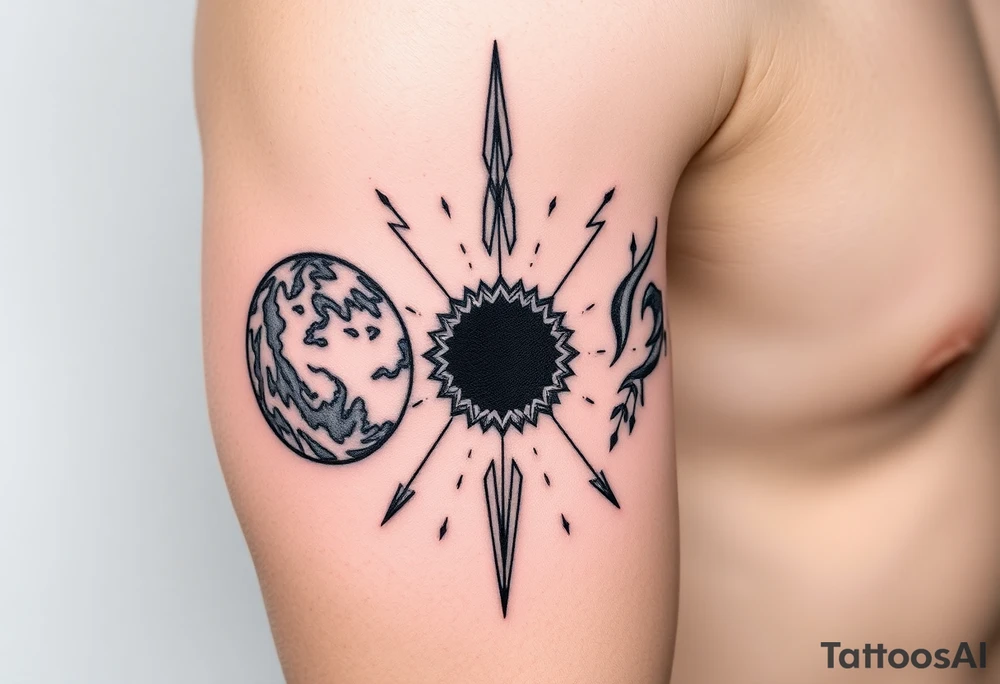 2 different worlds on both sides of a black hole tattoo idea