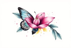 Magnolia flower, butterfly tattoo idea