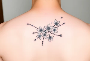 delicate cherry blossoms swirling in spring breeze with petals tattoo idea