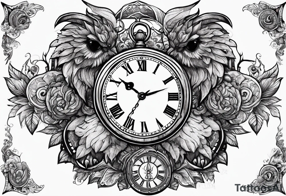 fight beasts in clock big tattoo idea