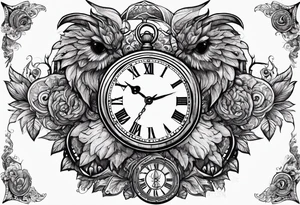 fight beasts in clock big tattoo idea