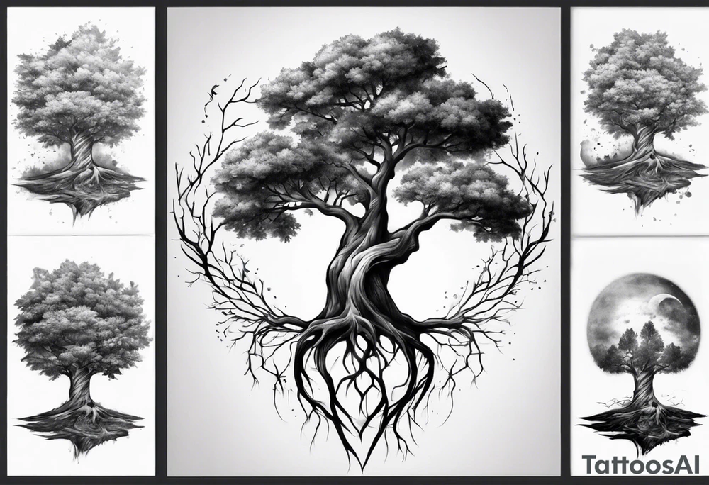 Two trees growing together forearm tattoo idea