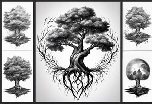Two trees growing together forearm tattoo idea