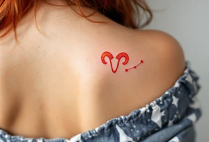 A fiery Aries constellation tattoo in red and orange hues captures the bold spirit of the zodiac’s first sign. tattoo idea