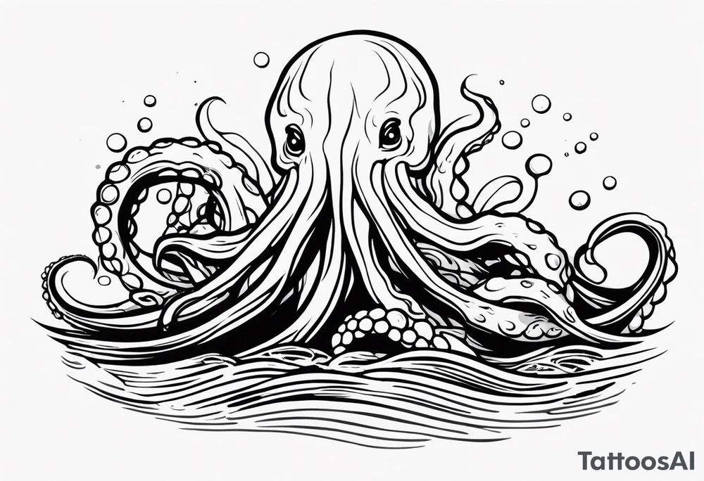 The tentacles of a kraken coming out of the water tattoo idea