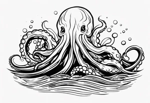 The tentacles of a kraken coming out of the water tattoo idea