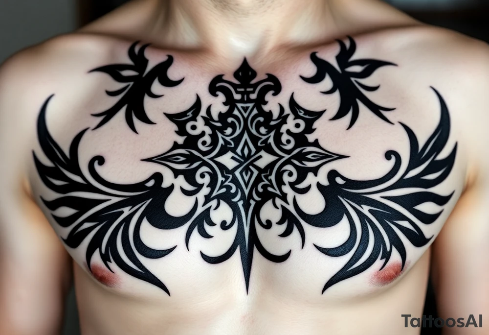 Smith Irish family crest whole chest tattoo idea