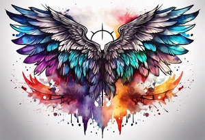 a pair of wings with a halo over them tattoo idea