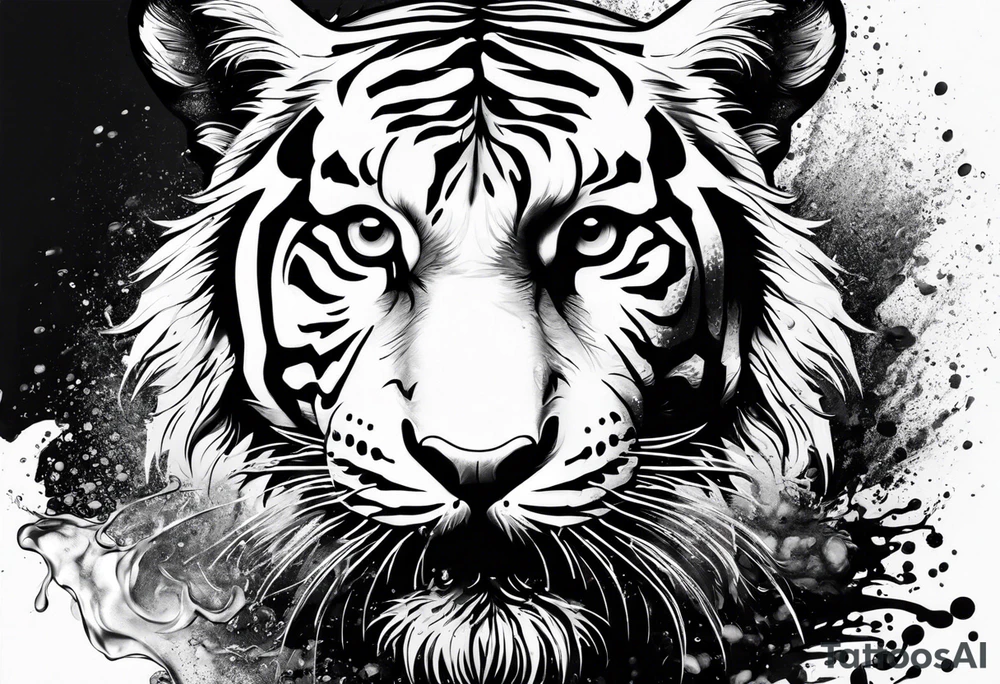minimalist tiger splashing water tattoo idea