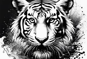 minimalist tiger splashing water tattoo idea