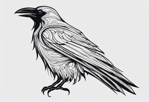 a scary black raven facing left tattoo idea