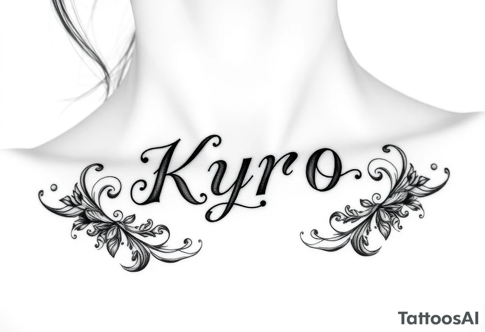 the name Kyro with designs around tattoo idea