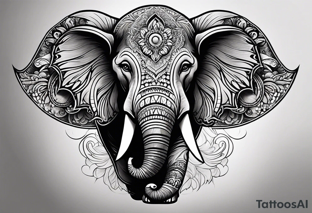 Pferd und Elefant halb Kopf 
Mandala tattoo idea