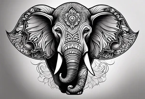 Pferd und Elefant halb Kopf 
Mandala tattoo idea