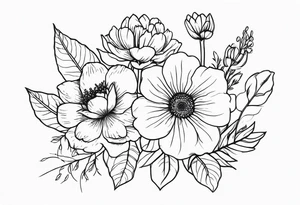 Birthflower bouquet tattoo with one July flower and two October flowers. tattoo idea