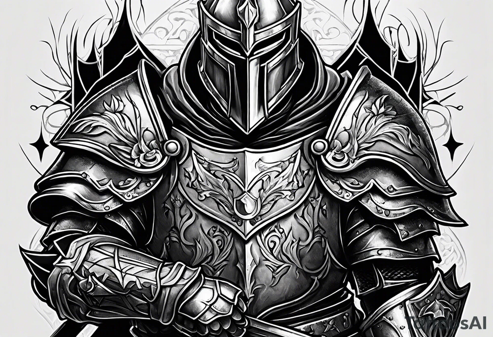 knight upper body heavy armor tattoo idea