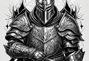 knight upper body heavy armor tattoo idea
