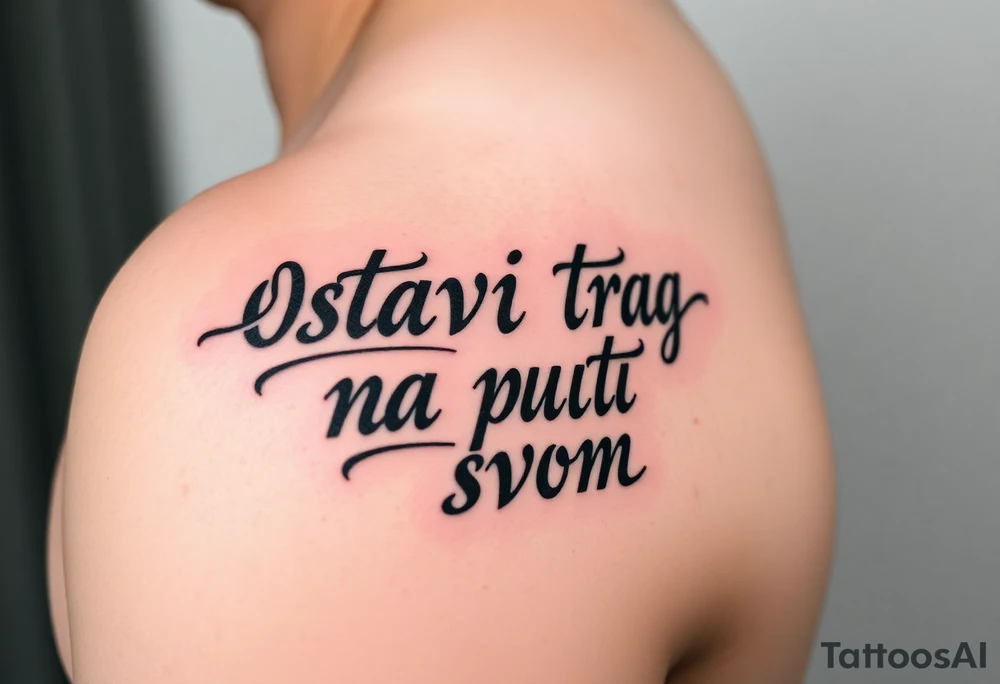 Make an arm tattoo representing the words ostavi trag na putu svom tattoo idea