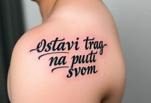Make an arm tattoo representing the words ostavi trag na putu svom tattoo idea