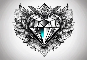 heart diamond black hexagon with spikes on top tattoo idea