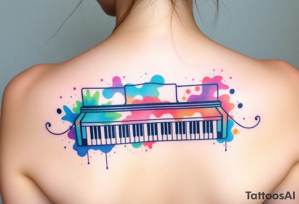 Colorful piano tattoo idea