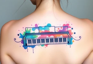 Colorful piano tattoo idea