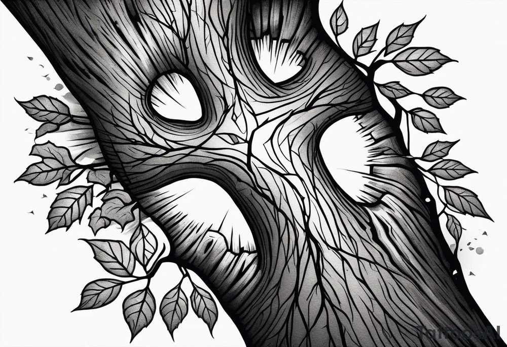 A maple tree with branches and a cross combined into the trunk. It is a forearm sleeve tattoo idea