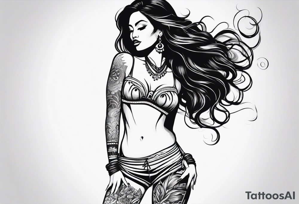 vahine who dance with long legs tattoo idea