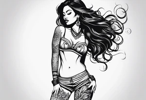 vahine who dance with long legs tattoo idea