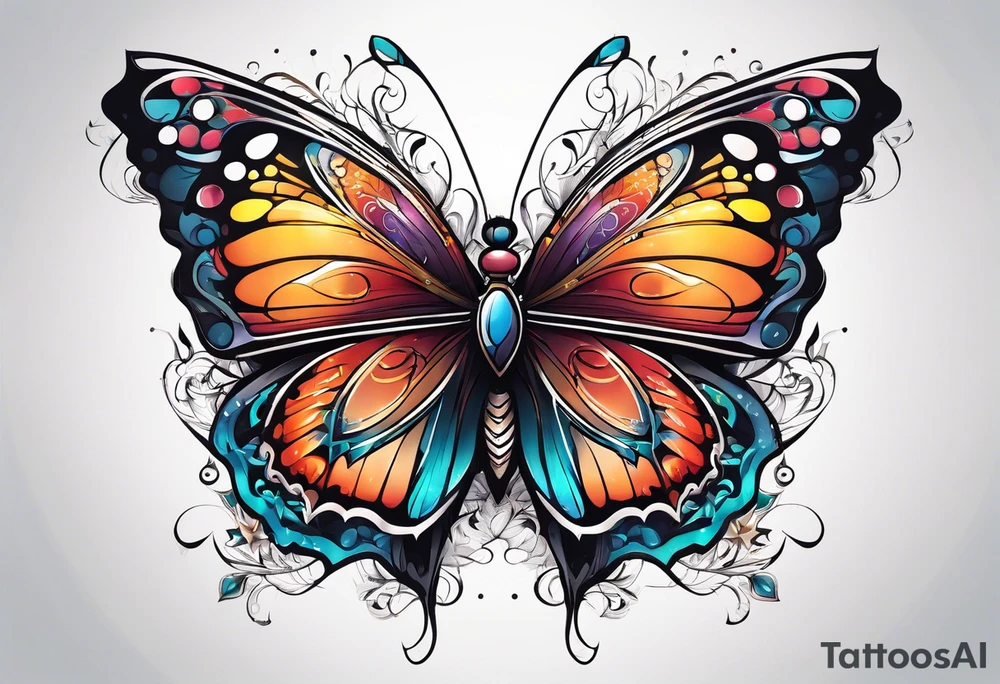 Butterfly with star tattoo idea