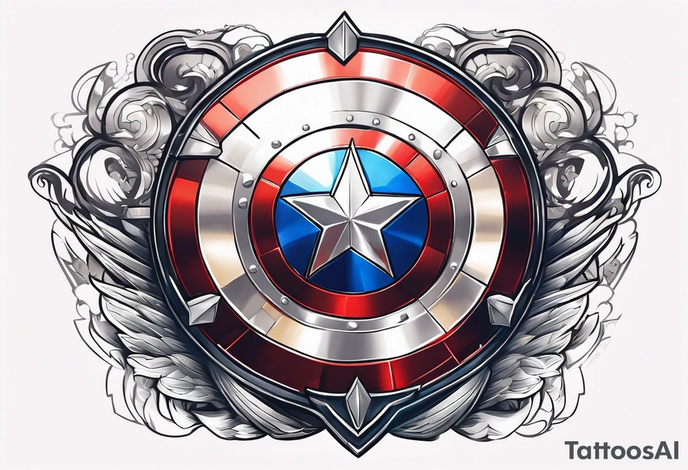 Shield from Captain America with a sword into tattoo idea