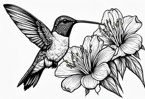 Humming bird and flower for placement on side boob tattoo idea
