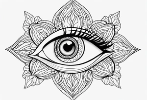 woman's eye with spiritual mandala iris tattoo idea
